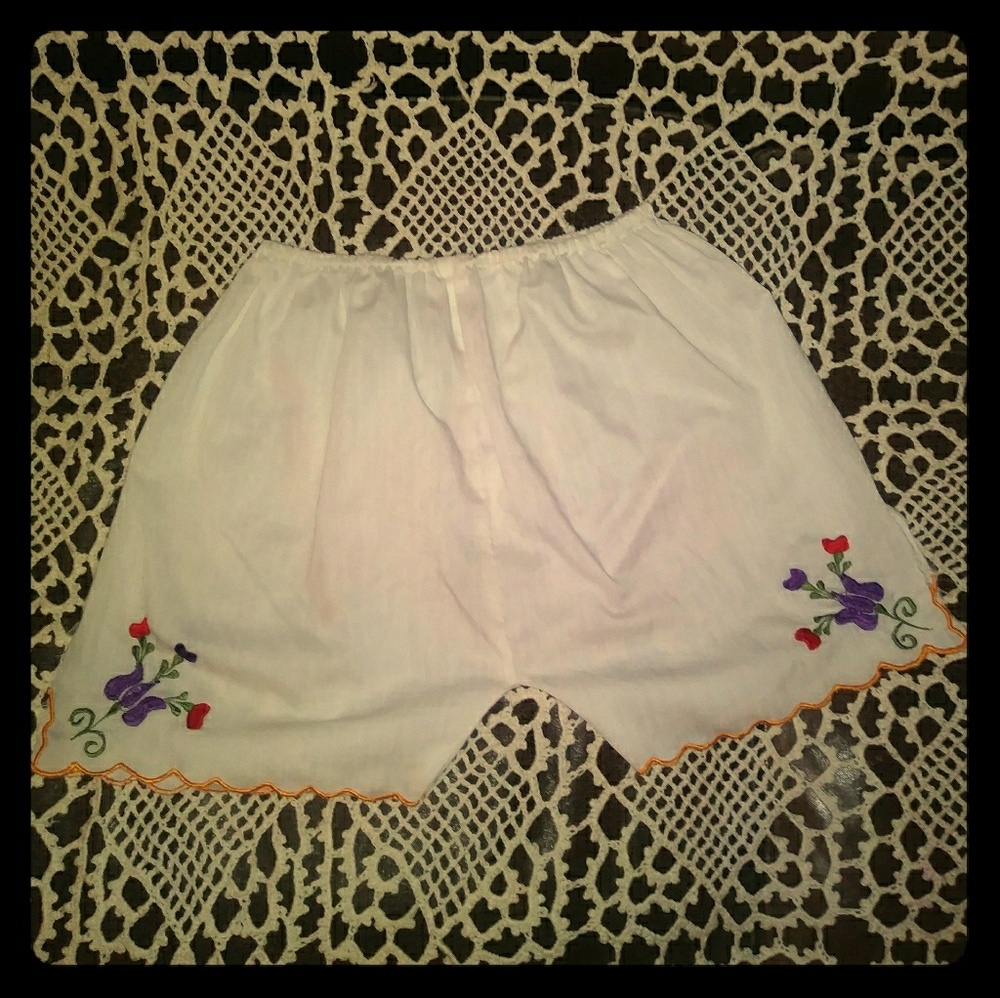 Embroidered Handmade Shorts, S/M